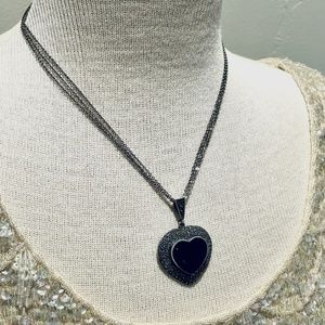 Sterling Silver and Sweet Marcasite Accent Heart Pendant Necklace